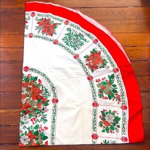 Vintage Oval Christmas Holiday Poinsettia floral print tablecloth
